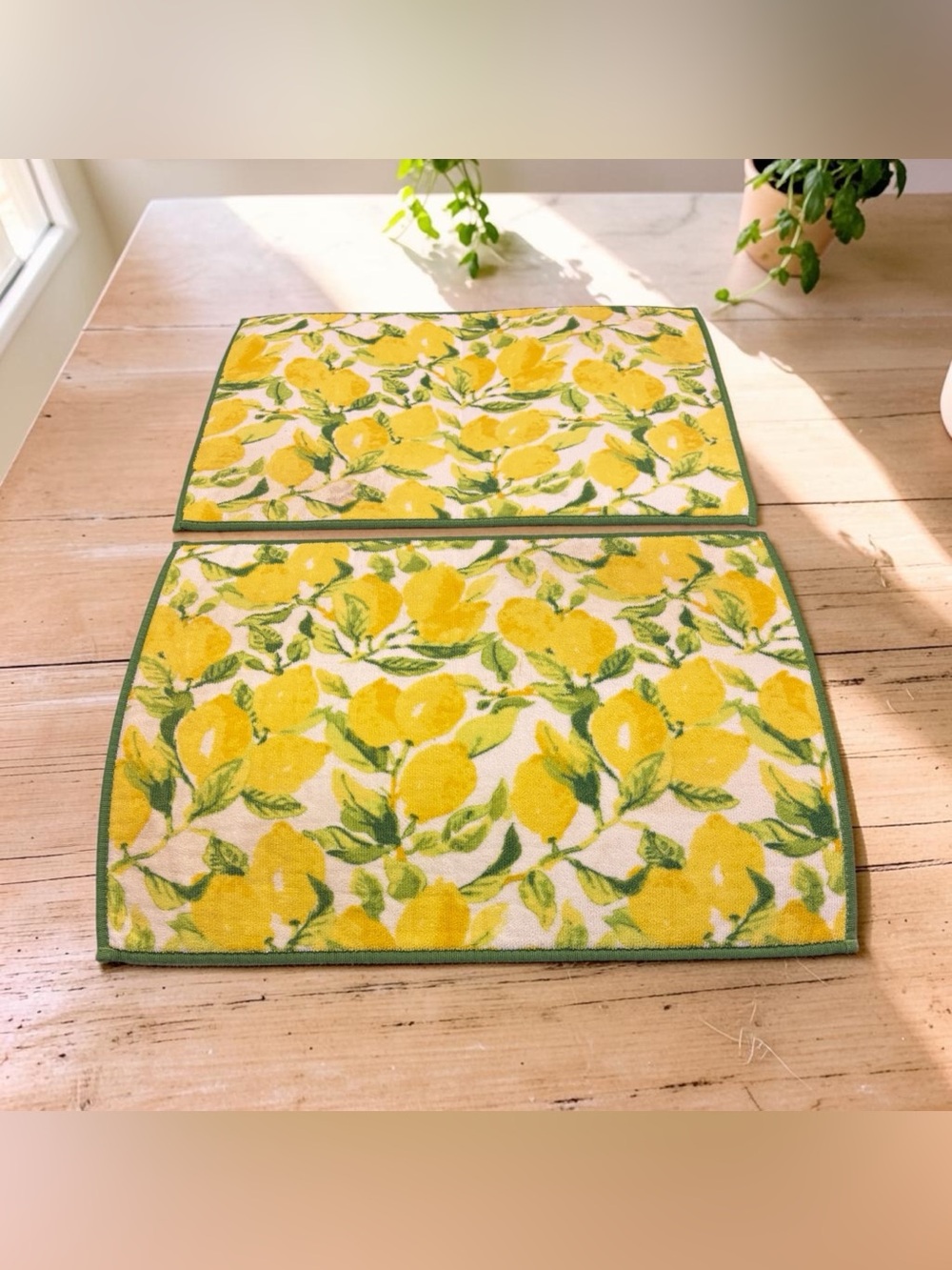 2 Lauren Ralph Lauren Kitchen Drying Mats Lemon Tree Reversible Green Trim Back